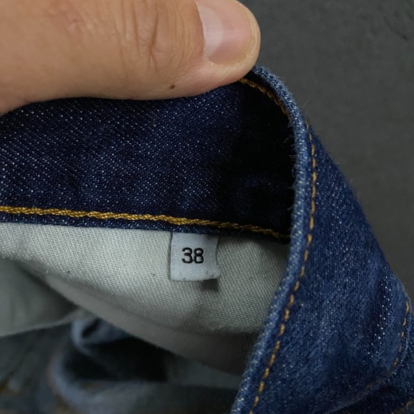 Gustin Selvedge Jeans Mens 38x34 Slim Fit Blue Denim Button Fly Made in USA - Picture 9 of 16